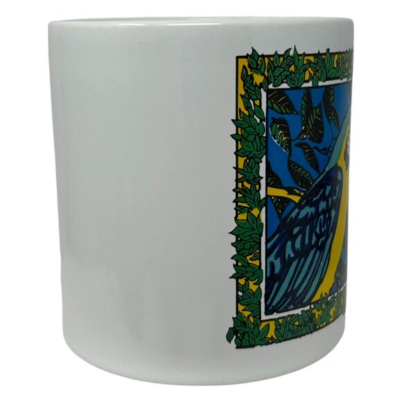 Puerto Vallarta White Ceramic Mug With Vibrant Parrot Design - Picture 7 of 9